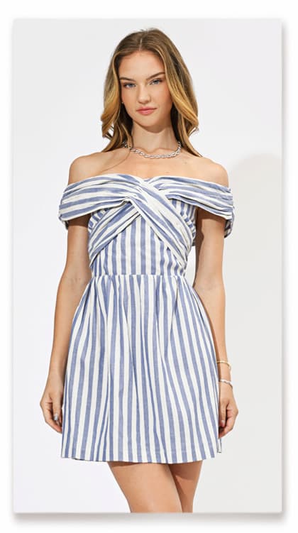 Esther Striped Crisscross Detail Mini Dress