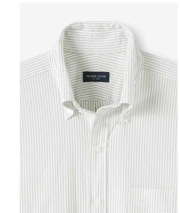Green Stripe Seersucker Button Down