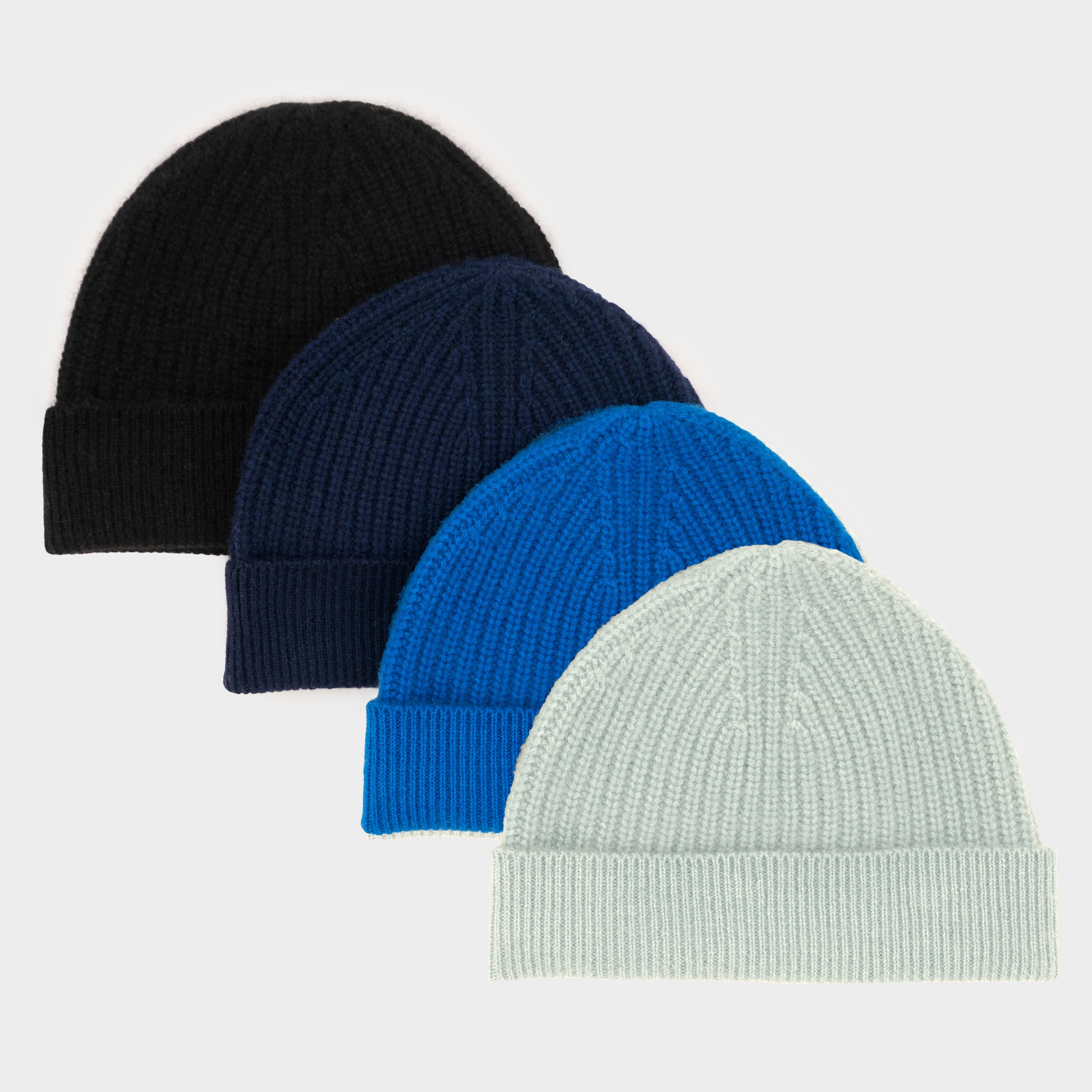 Image of Himalayan Cashmere Fisherman Ribbed Beanie - Marine Palette