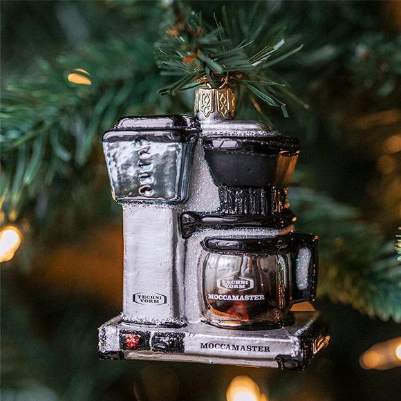 Polished silver Moccamaster coffee brewer ornament