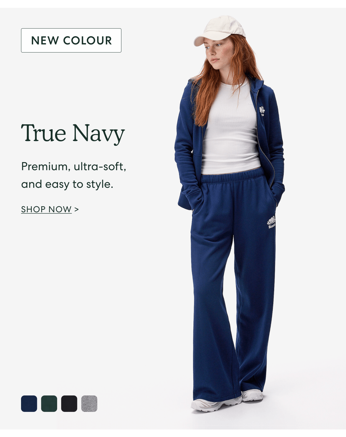NEW COLOUR  -  True Navy  -  Premium, ultra-soft, and easy to style.  -  SHOP NOW >