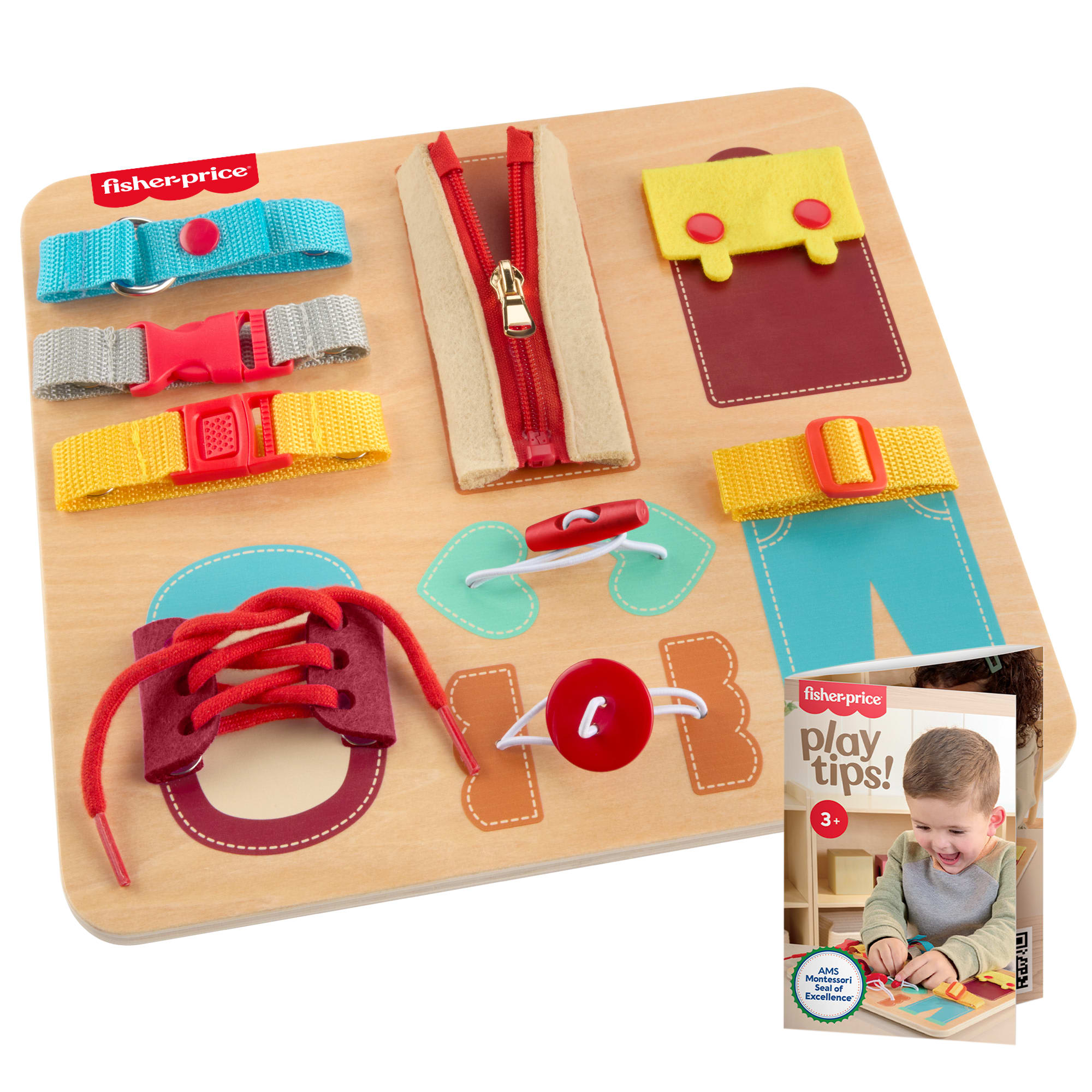 Image of Fisher-Price Wooden Dressing Busy Board 