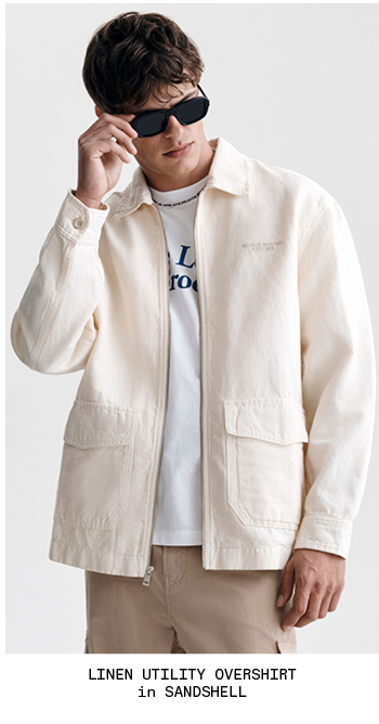 Linen Utility Overshirt Sandshell