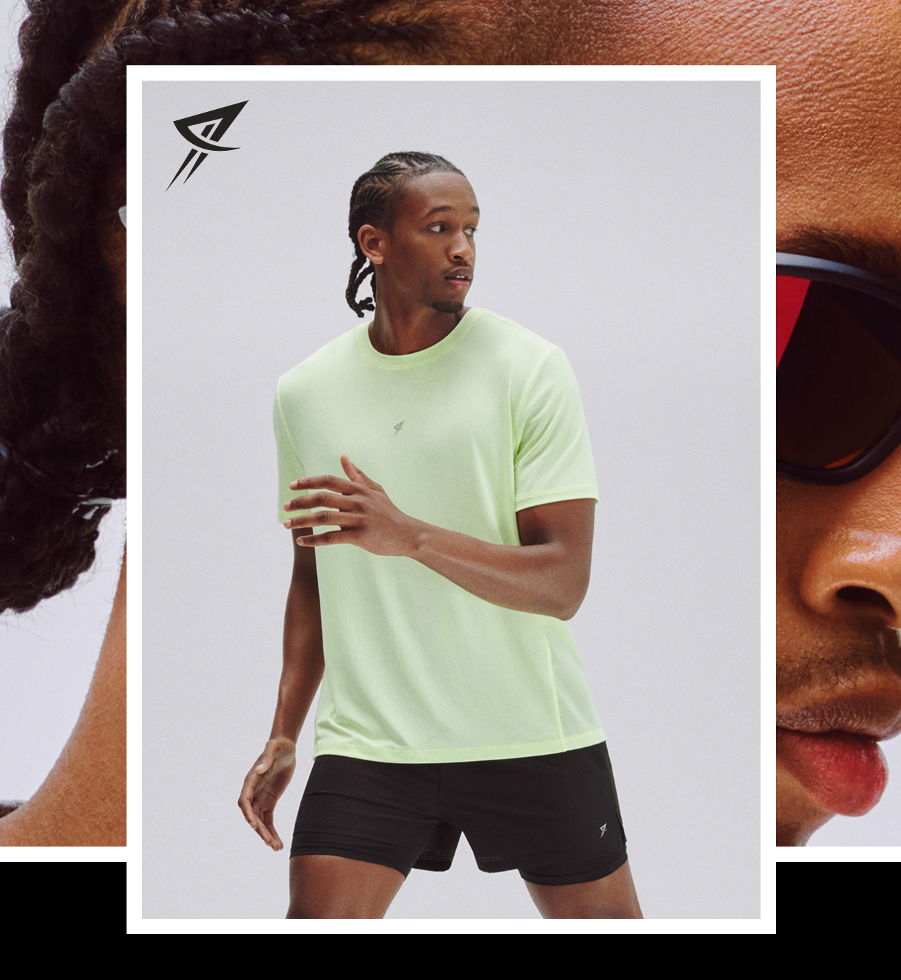 Man wearing sports top and shorts