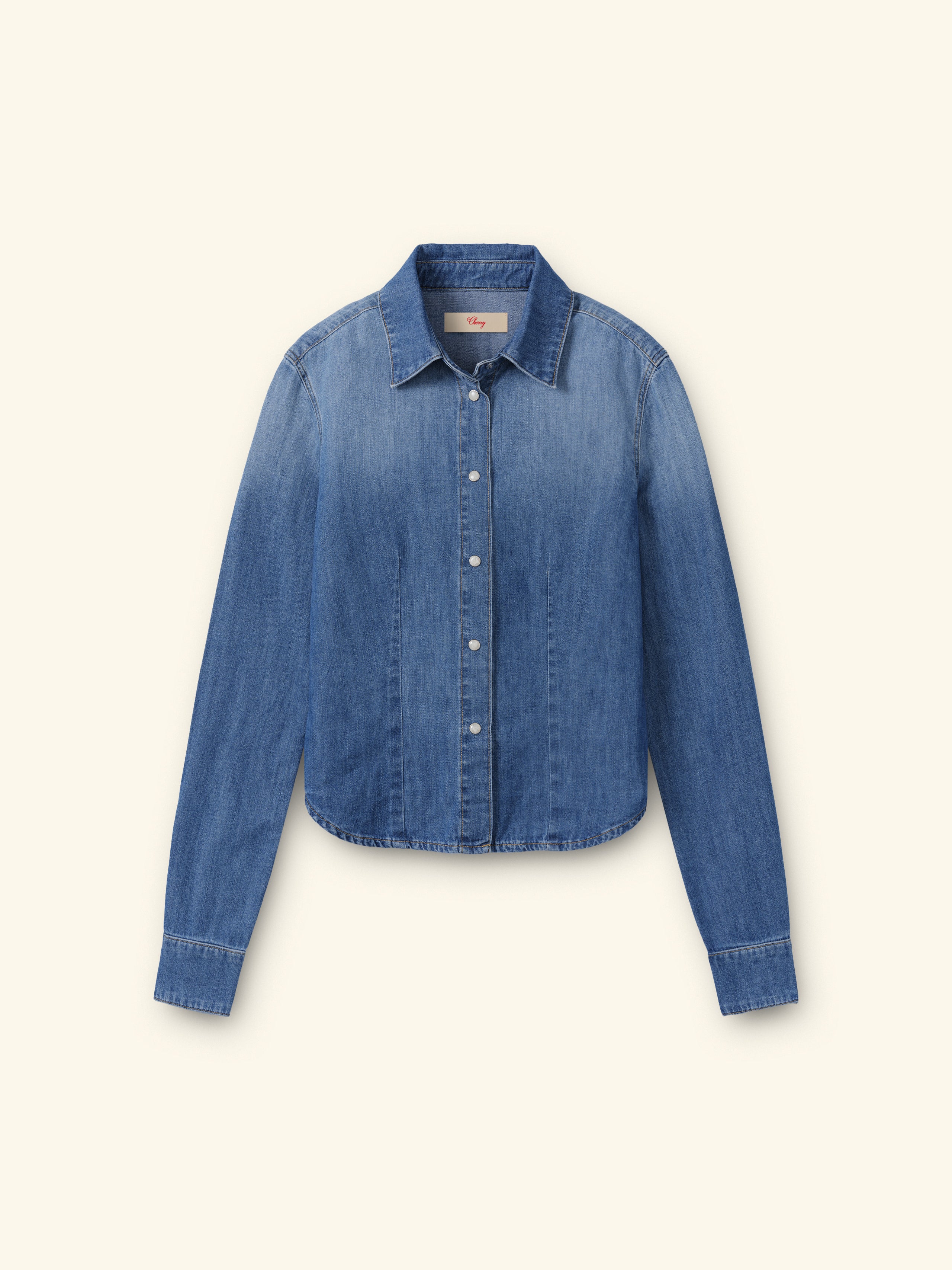 Image of Women's Fitted Western Button Up (Medium Wash)