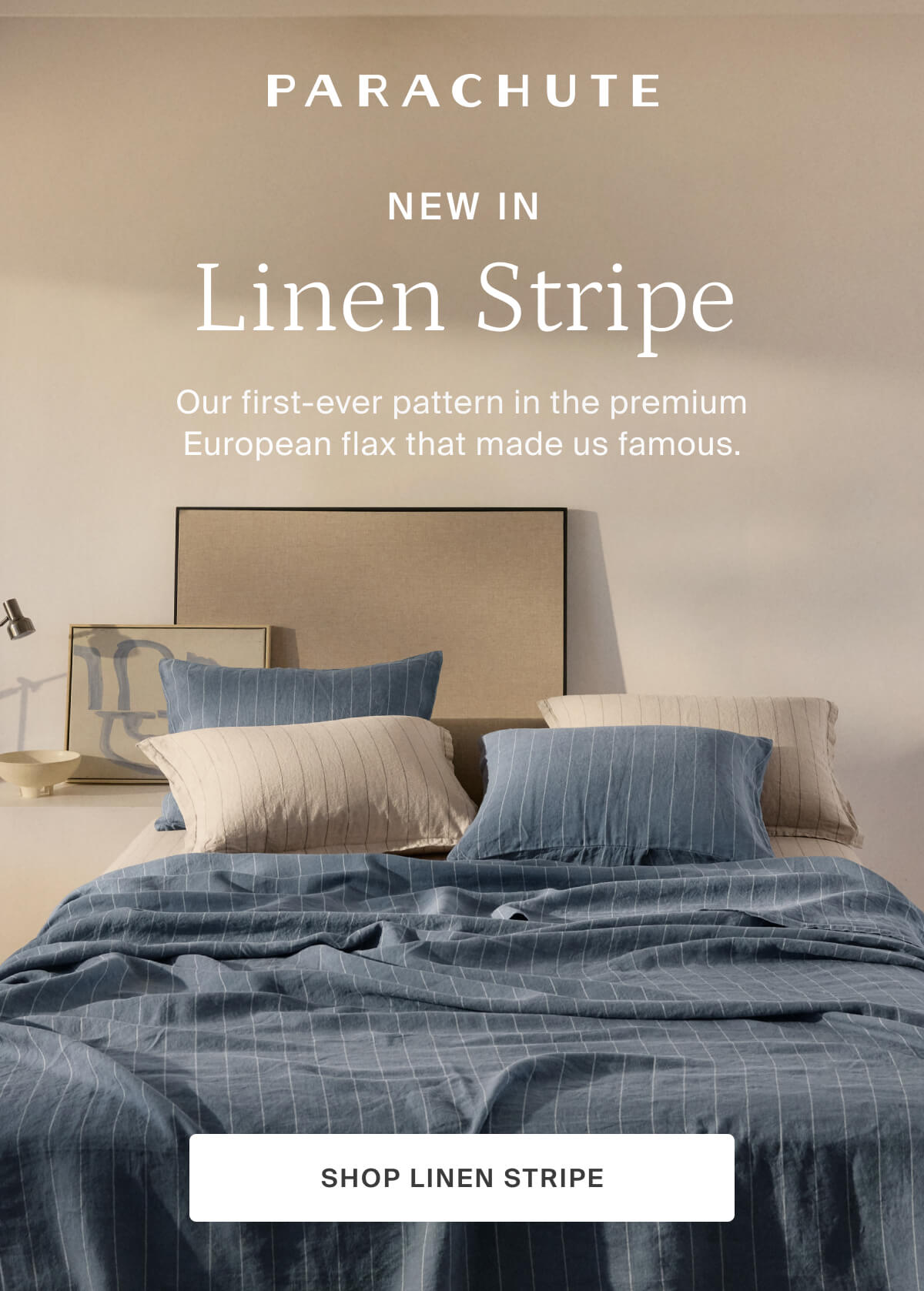 parachute, new in linen stripe, shop linen stripe