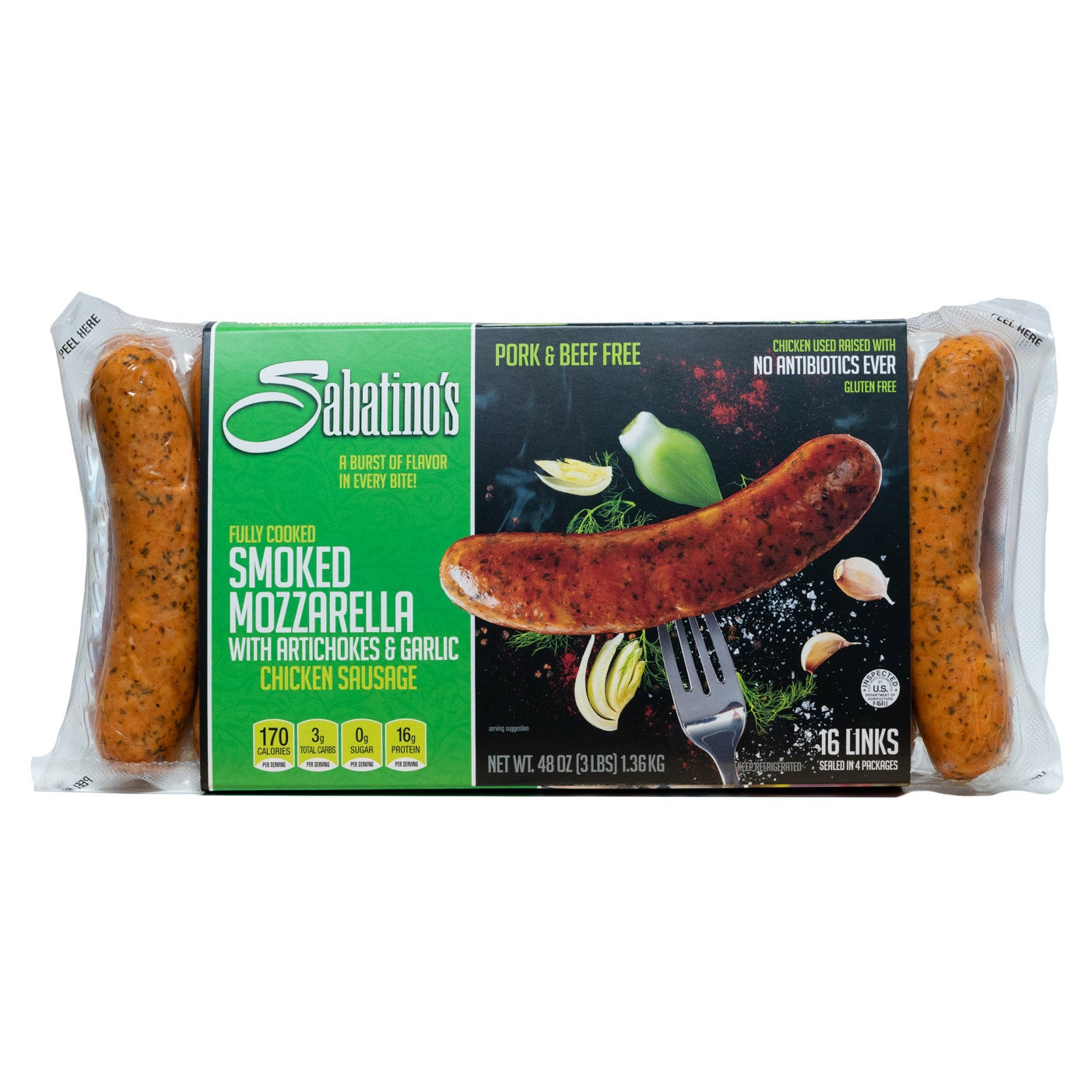 Sabatino's Antibiotic-Free Smoked Mozzarella Chicken Sausage