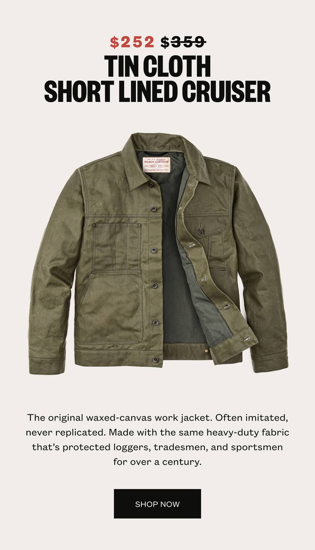 Tin Cloth Short Lined Cruiser
