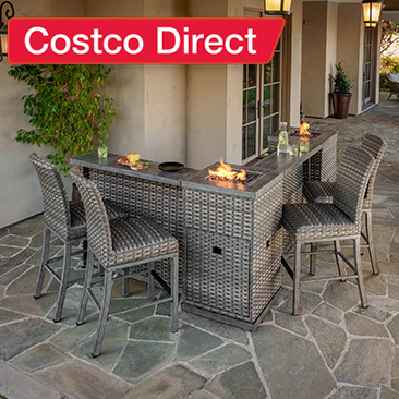Sunvilla Diego 8-Piece Modular Outdoor Patio Bar Set With 2 Fire Towers