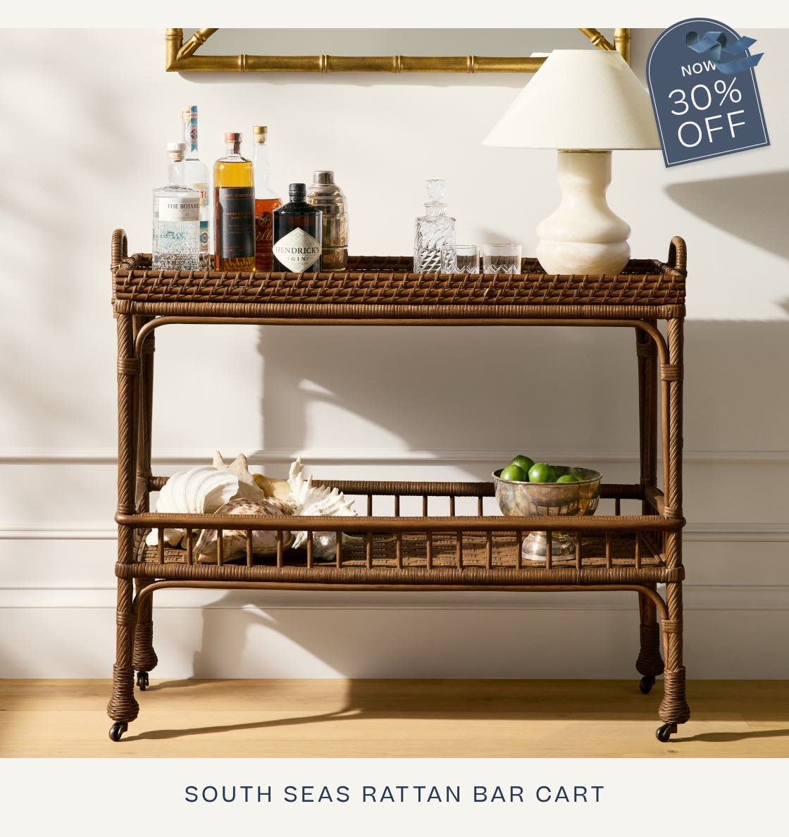 South Seas Rattan Bar Cart