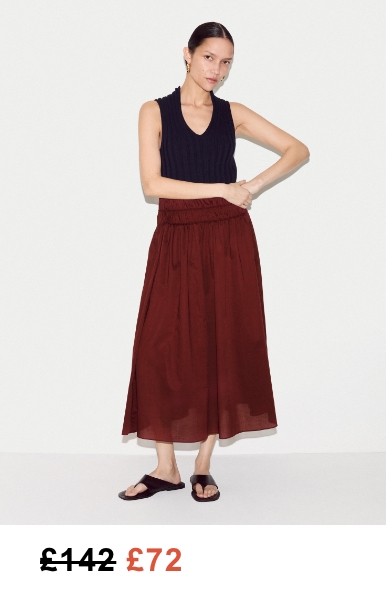 Cotton Voile Ruched Skirt