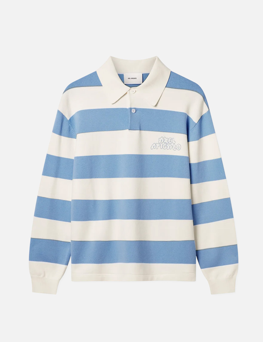 Rey Polo Sweater in White/Light Blue
