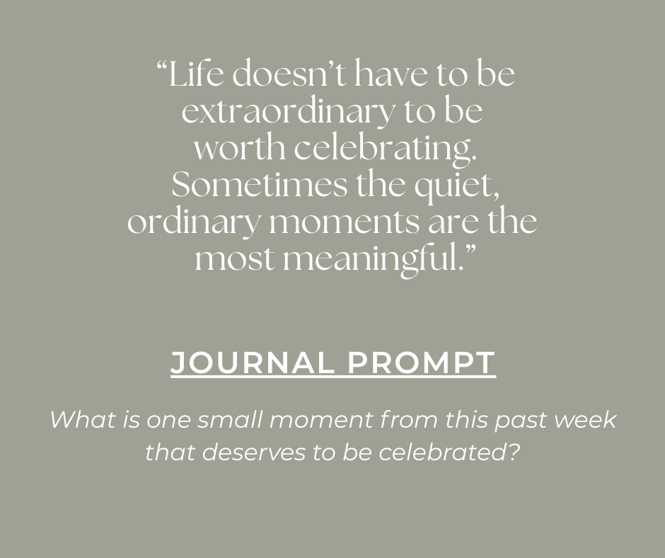 text box with a quote and journal prompt about slowing down and steady rituals