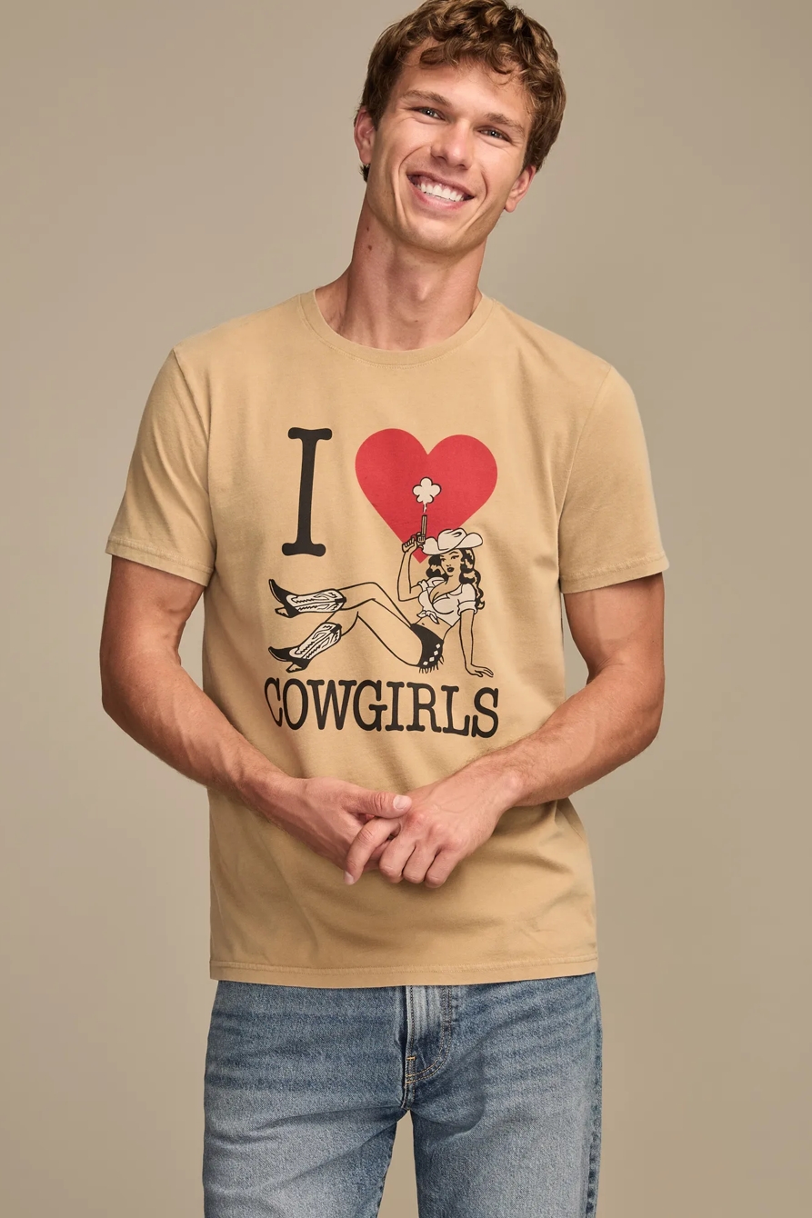 Image of Lucky Brand I Love Cowgirls Tee - Girl's Childrens Kids T-Shirts Tops Graphic Tees in Kelp