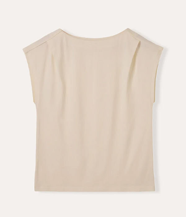 Cotton Blend Slash Neck T-Shirt
