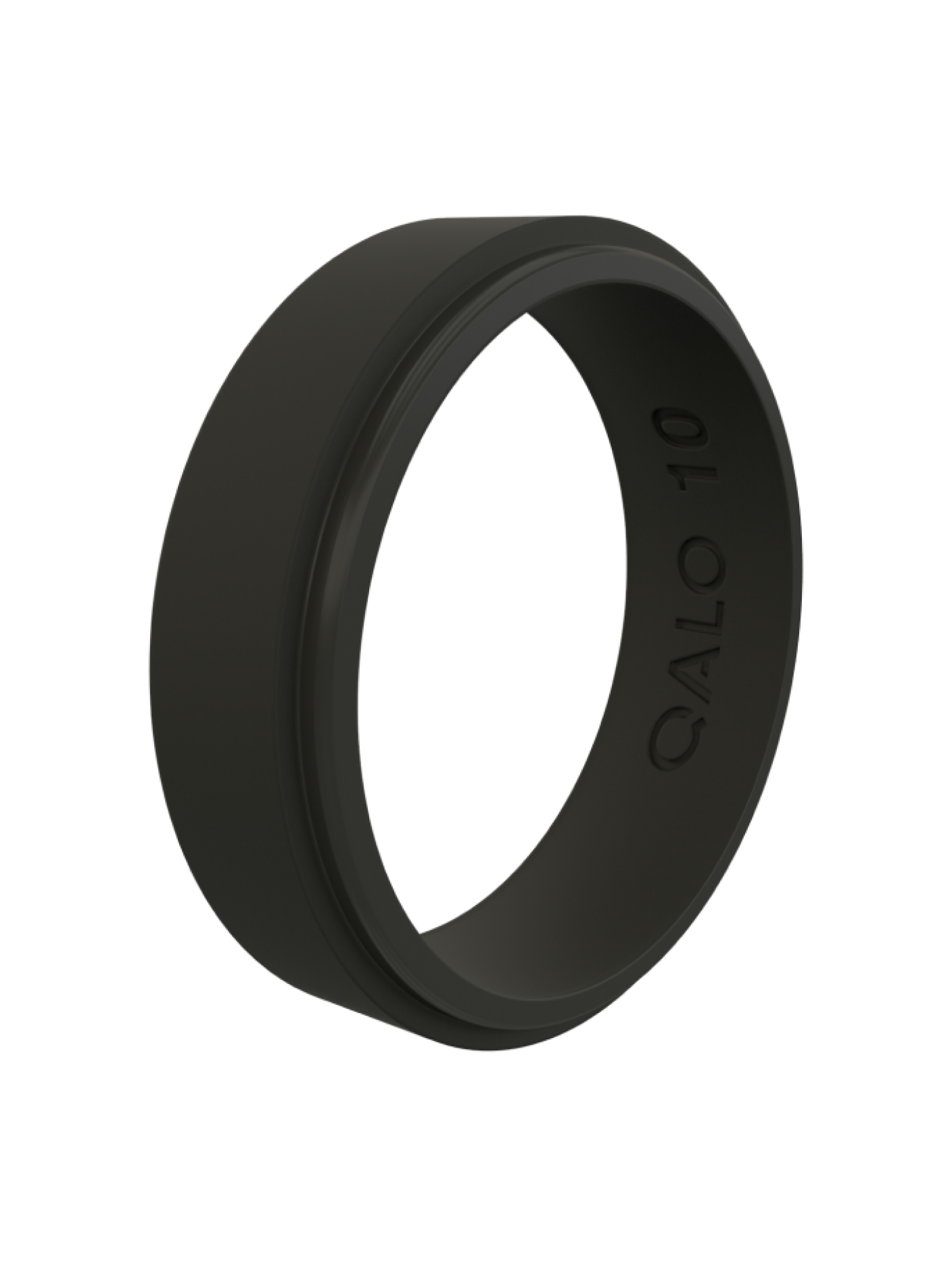 Image of Men's Narrow Polished Step Edge Silicone Ring