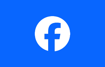 Facebook logo on a royal blue background.