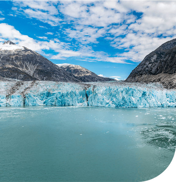 Glacier and mountains of Dawes Glacier, Alaska.