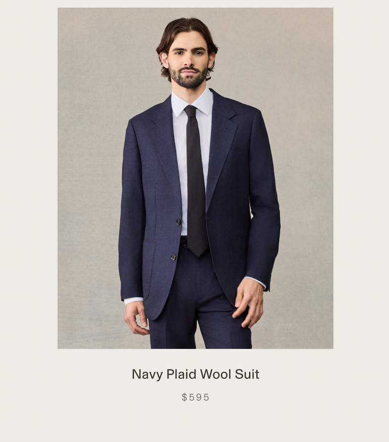 Navy Plaid Wool Suit $595