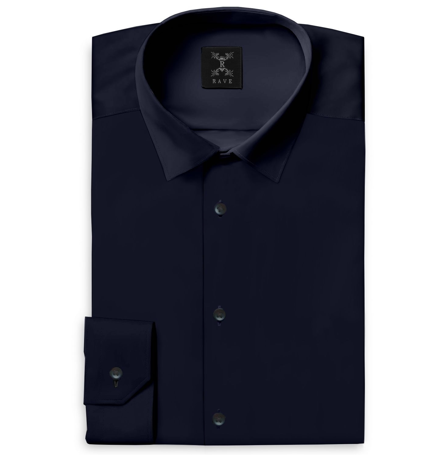 Image of Wrinkle-resistant Cotton-Lycra Shirt - Navy