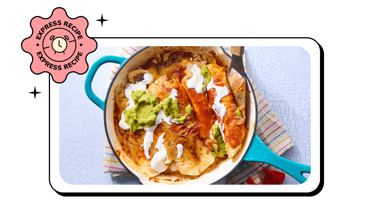 Express Recipe! Shredded Beef Enchiladas with Sour Cream & Guacamole