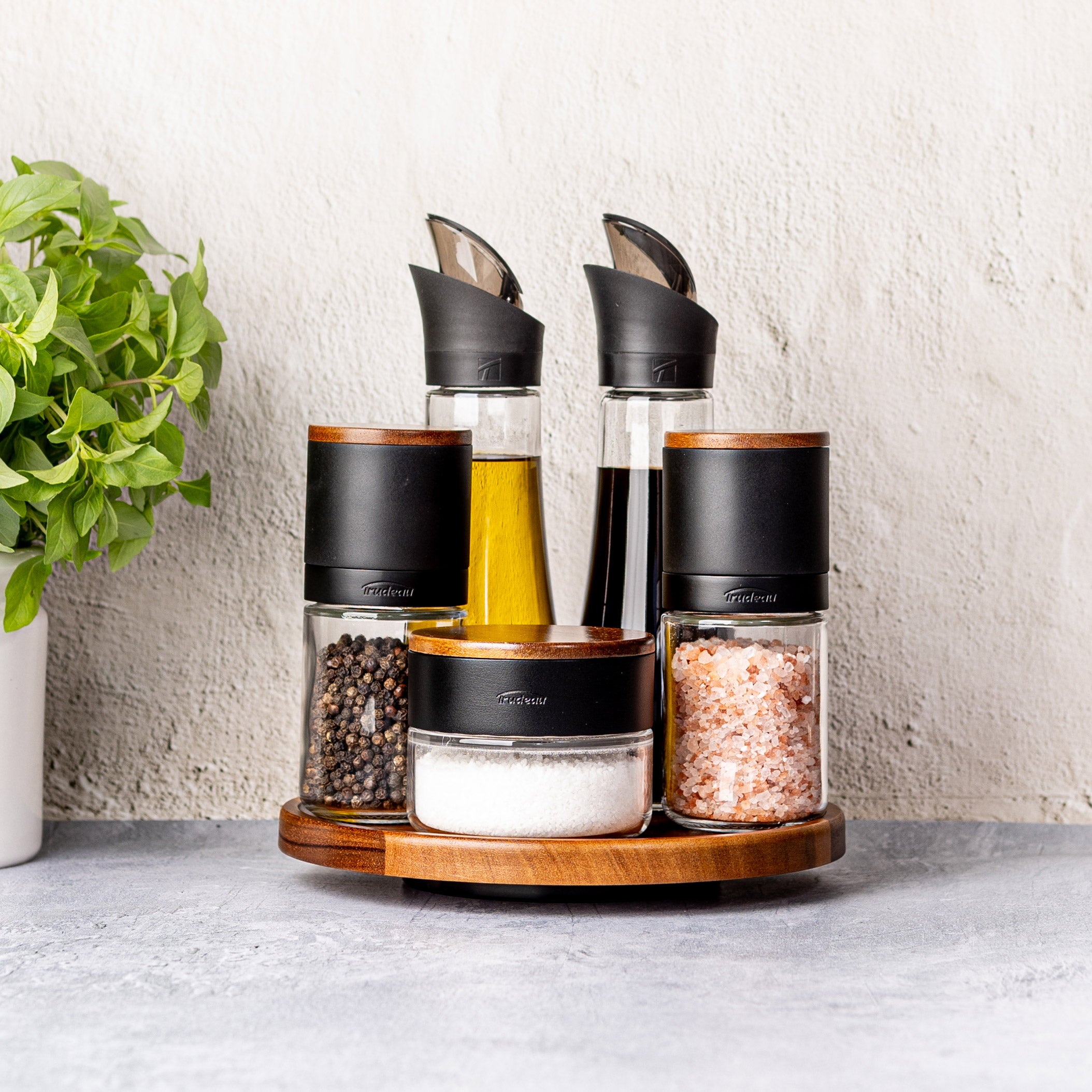 Trudeau Lazy Susan Seasoning Station, 6-Piece Set