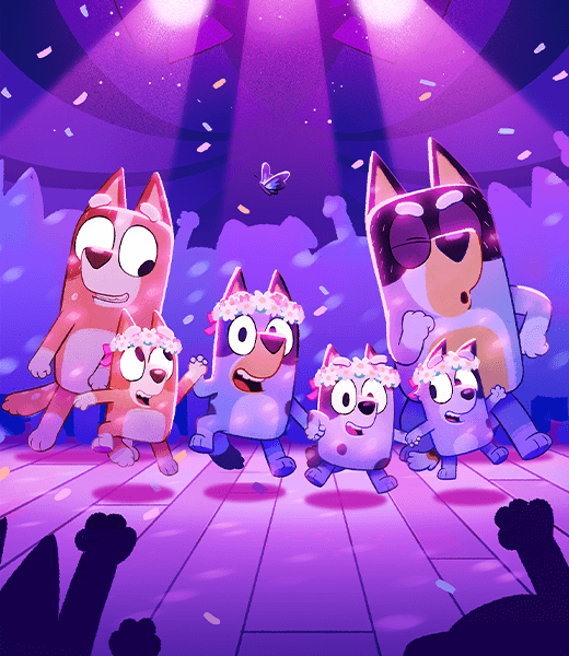 Bluey and her family on the dancefloor