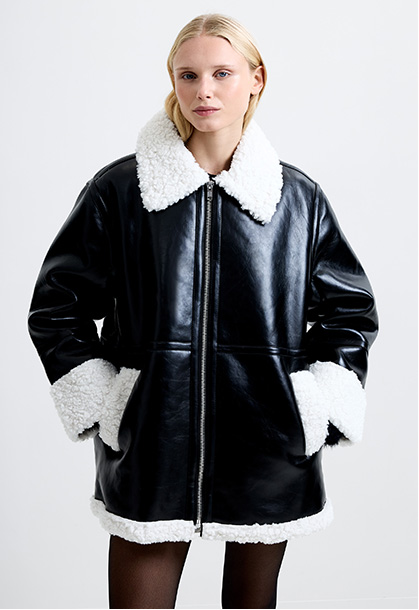 Ajani PU Faux Fur Coat