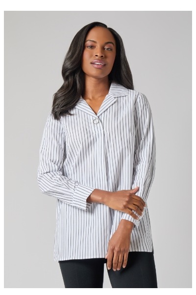 Pinstripe Cotton Blouse, White/Black