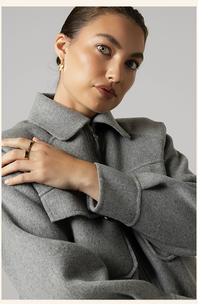 The Zip Front Wool Blend Cropped Coat