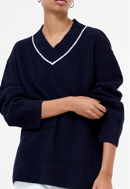 Kezia Recycled Vertical V Neck Jumper