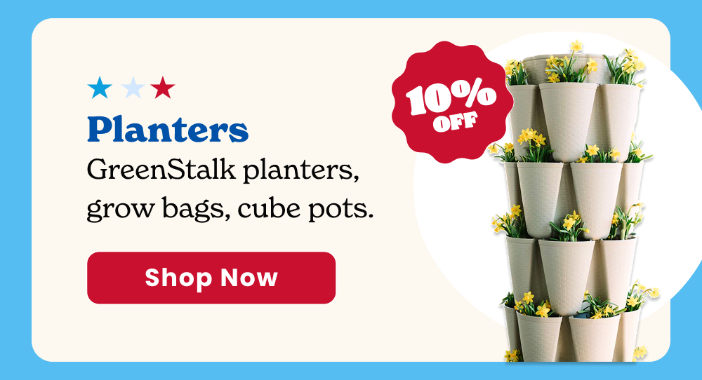 GreenStalk vertical planters, grow bags, cube pots. More growing space, less footprint.