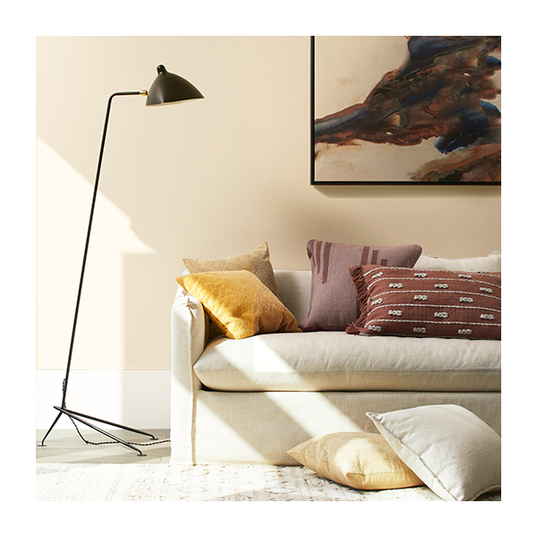 A room with off-white painted walls.