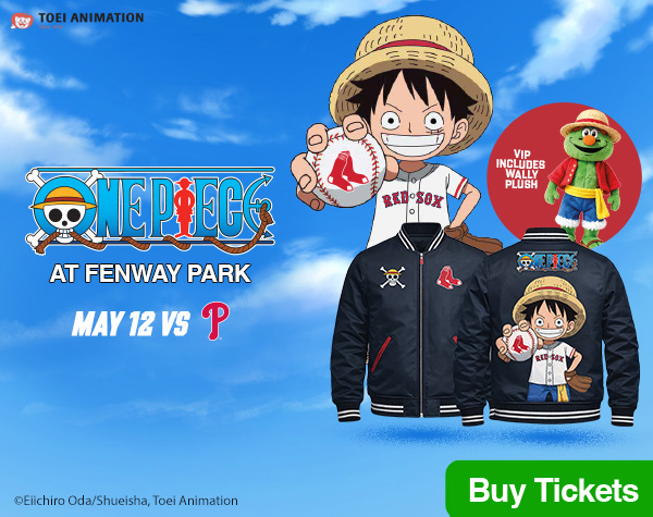 ONE PIECE Theme Night at Fenway Park. May 12. Boston Red Sox vs. Philadelphia Phillies. VIP includes Wally plush. Buy Tickets.