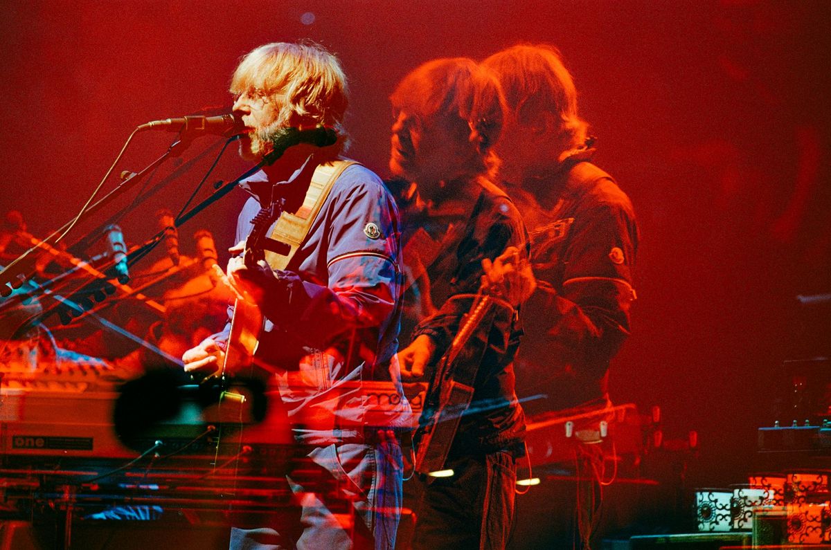A photograph of one of the band members of Phish.
