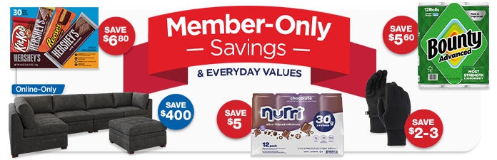Member-only savings and everyday values in Warehouse and online