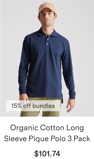Organic Cotton Long Sleeve Pique Polo 3 Pack
