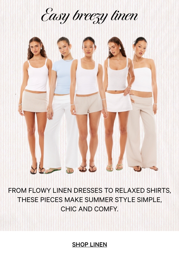 From flowy linen dresses to relaxed shirts these pieces make summer style simple chic and comfy. Shop Linen.