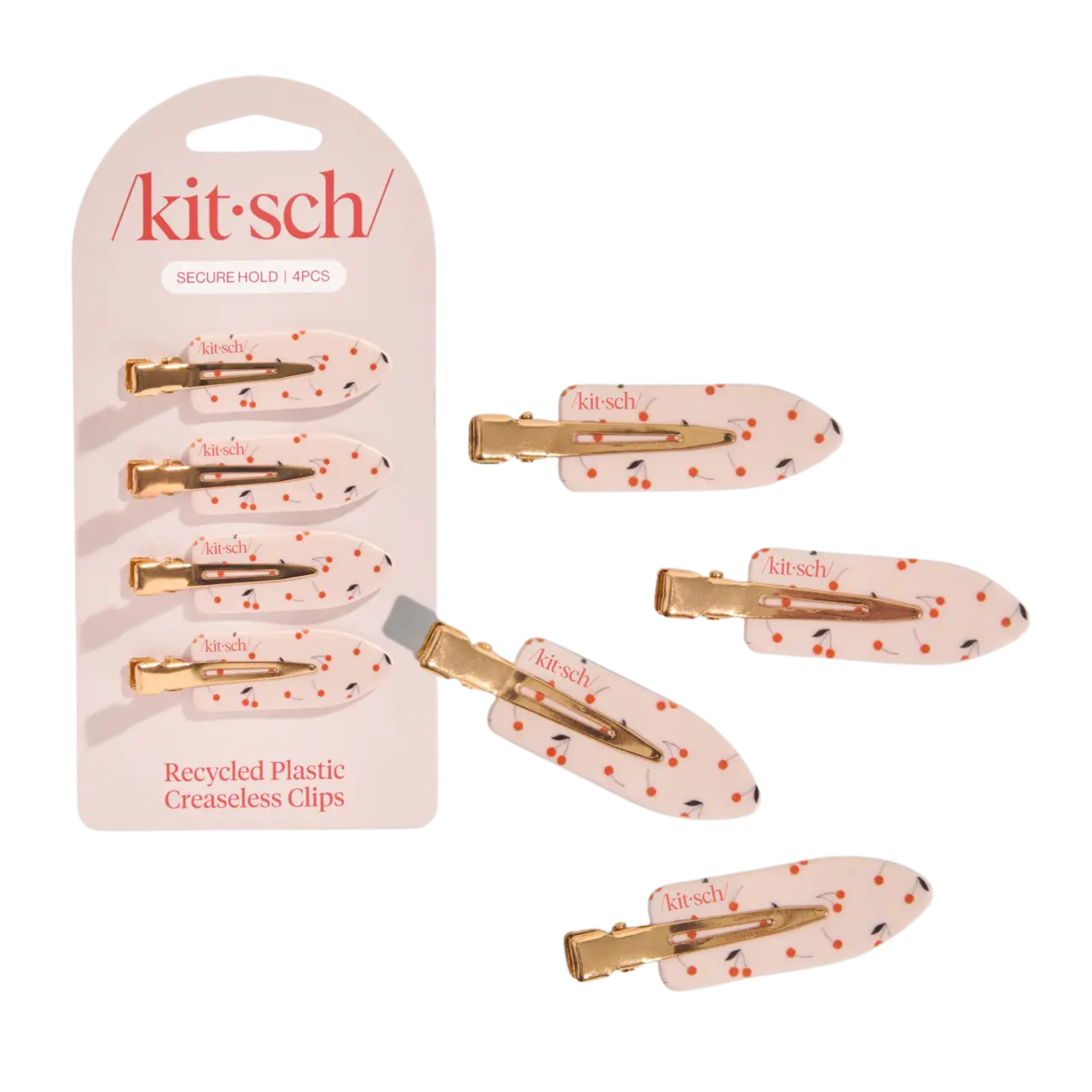 Image of Recycled Plastic Creaseless Clips 4pc Set- Cherry Print