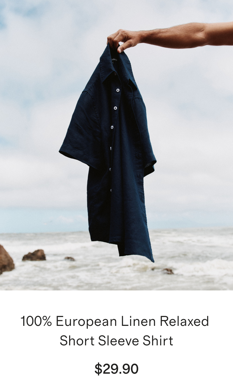 100% European Linen Relaxed Short Sleeve Shirt in Deep Navy