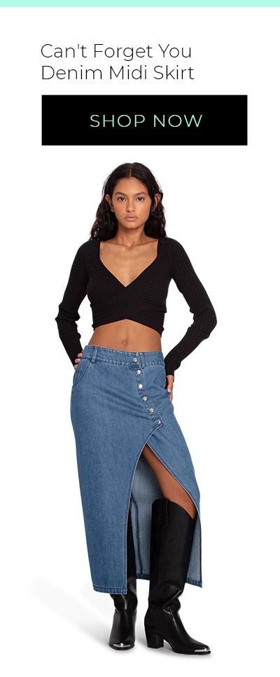 Can't Forget You Denim Midi Skirt - Mid Wash