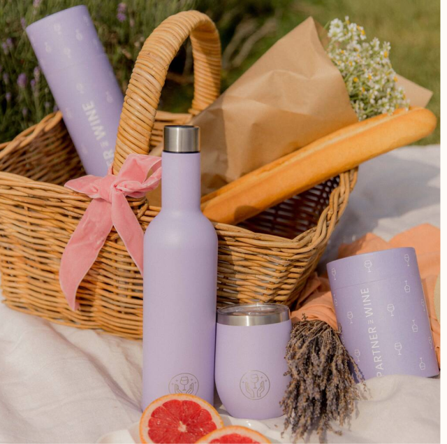 Lavender Insulated Wine Bottle