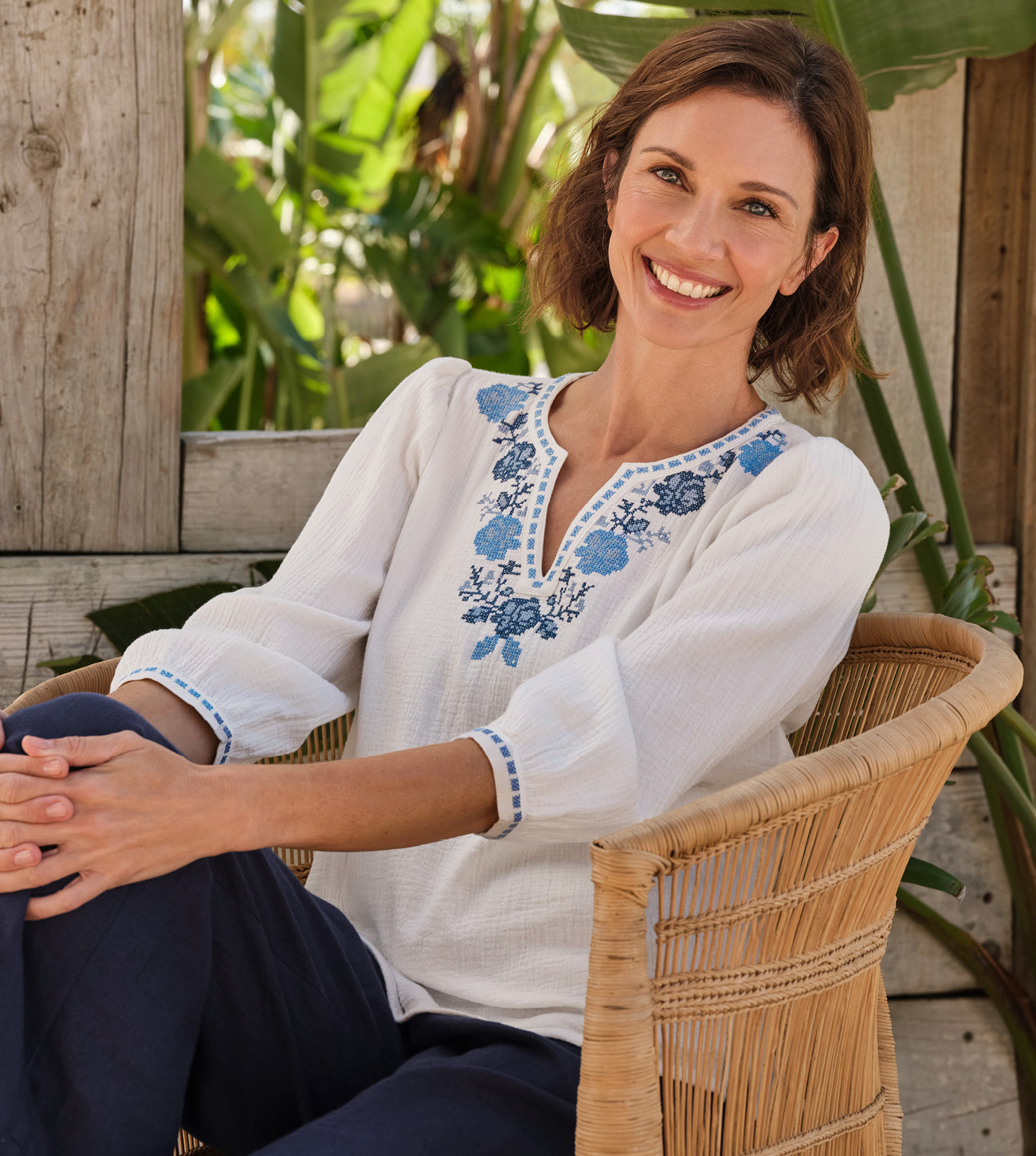 Embroidered Cheesecloth Top
