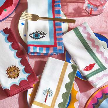 Set Of Four Embroidered Napkins