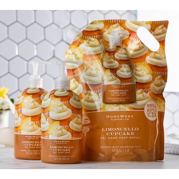 HomeWorx by Slatkin + Co. S/2 Hand Soaps & Refill Bag in Limoncello Cake
