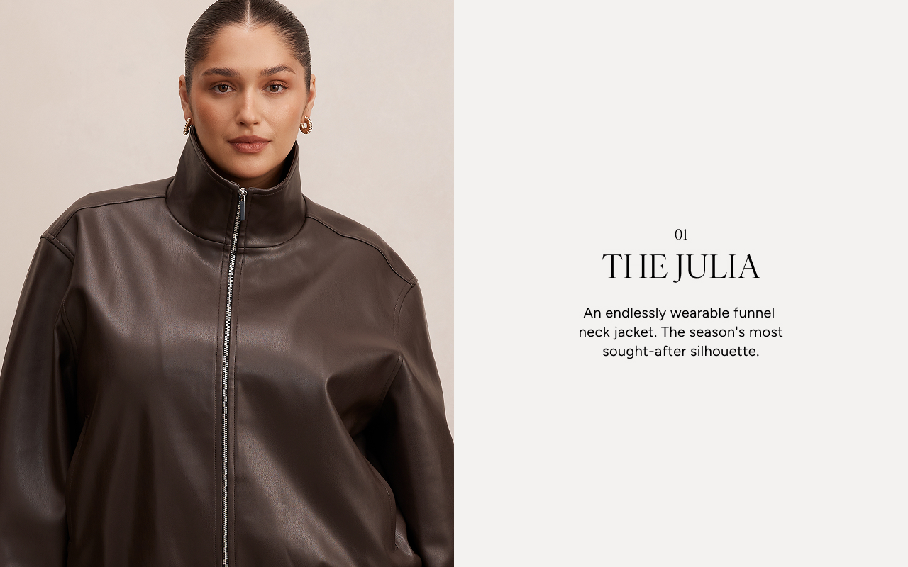 Julia Curve PU Funnel Neck Jacket