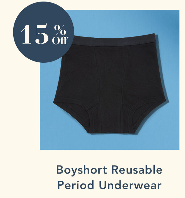 Boyshort Reusable Period Underwear | 15% OFF