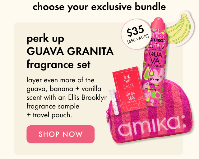 amika x Ellis Brooklyn limited-edition perk up GUAVA GRANITA dry shampoo bundle set