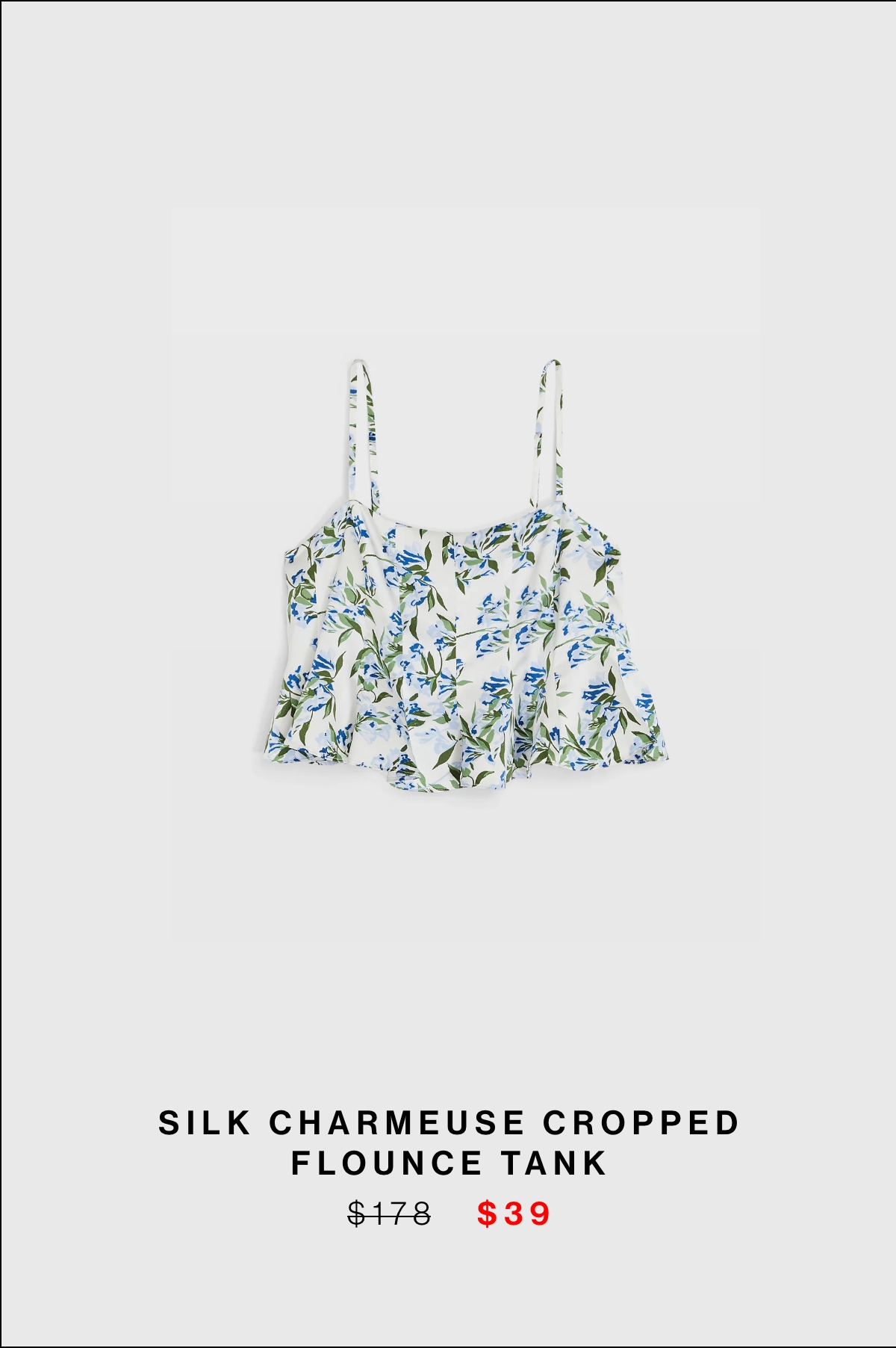 Silk Charmeuse Cropped Flounce Tank