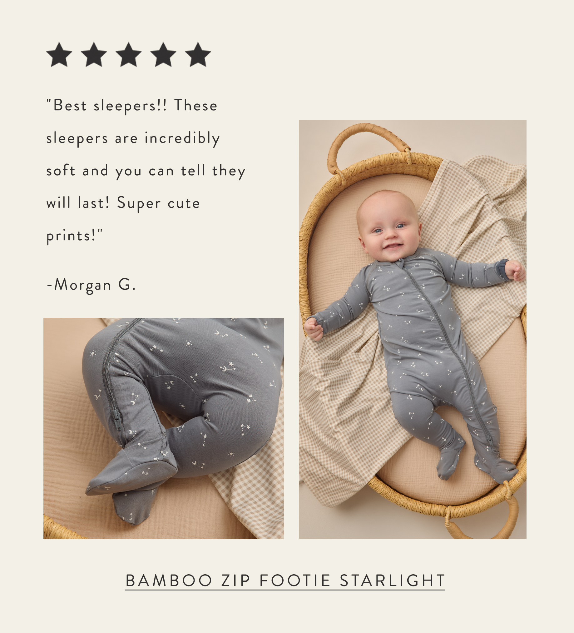 Bamboo Zip Footie Starlight